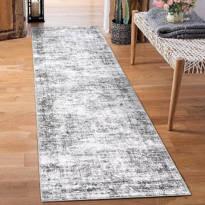 Soft Vintage Distressed Low Pile Washable Large Indoor Area Rug for Living Room Bedroom Dining Room