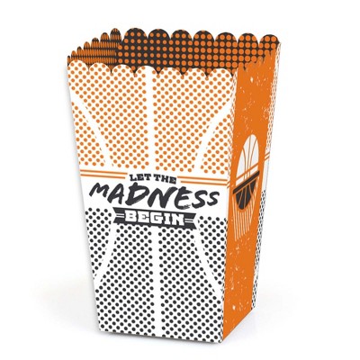 Big Dot of Happiness Basketball - Let The Madness Begin - College Basketball Party Favor Popcorn Treat Boxes - Set of 12