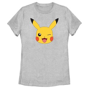 Women's Pokemon Pikachu Wink Face T-Shirt - 1 of 4