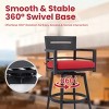 Set of 2 Modern Outdoor Swivel Bar Stools with Backs, Black Aluminum Frame with 360° Rotation, Backrest, Armrests, and Sunbrella Cushions - Koiai - 3 of 4