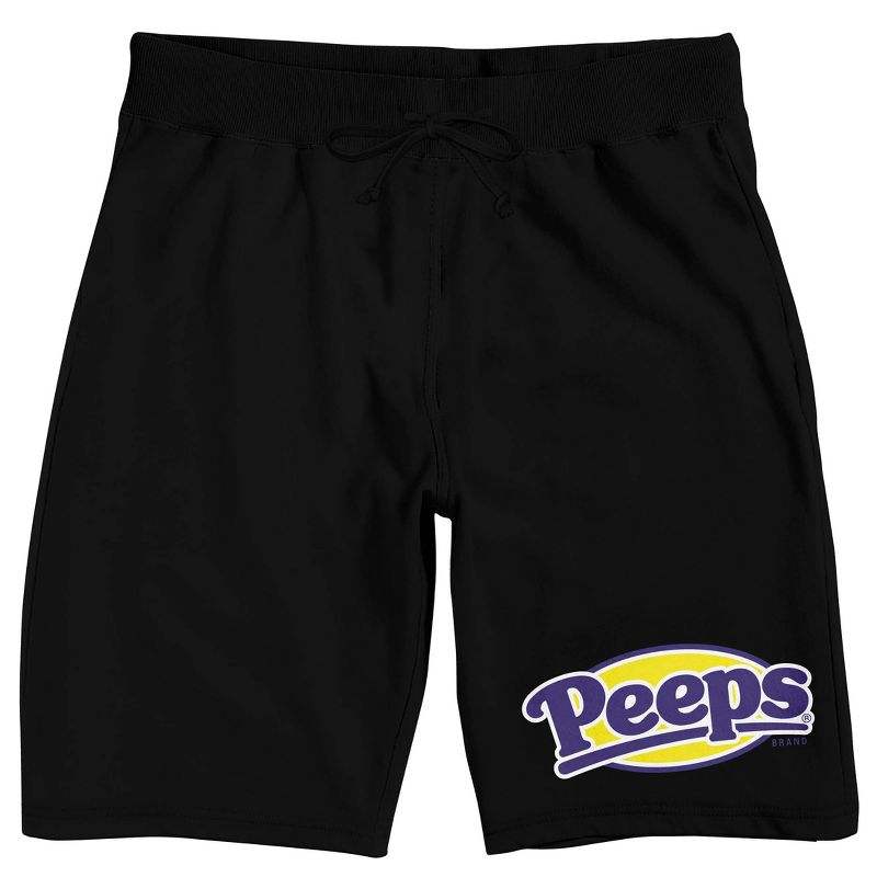 Peeps Logo Men's Black Sleep Shorts, 1 of 4