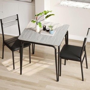 GustoWave 3 Piece Dining Table Set, with 2 Upholstered Chairs - 1 of 4