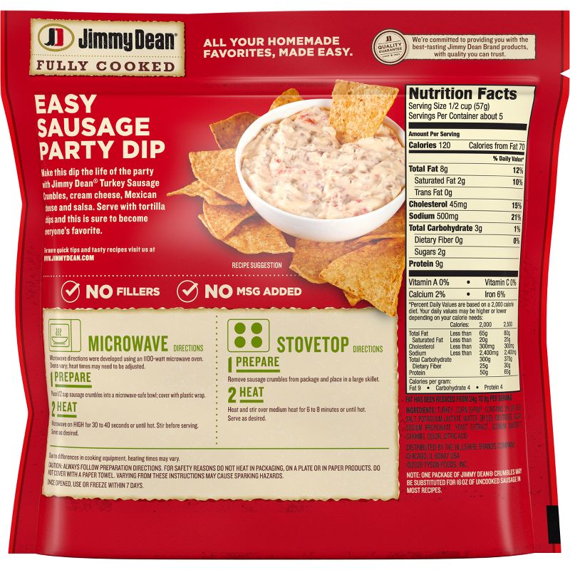 Jimmy Dean Fully Cooked Turkey Sausage Crumbles - 9.6oz, 3 of 8