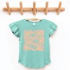 The Juniper Shop Sunny Days Ahead Daisies Flutter Sleeve Tee - 2T - Seafoam - 3 of 4