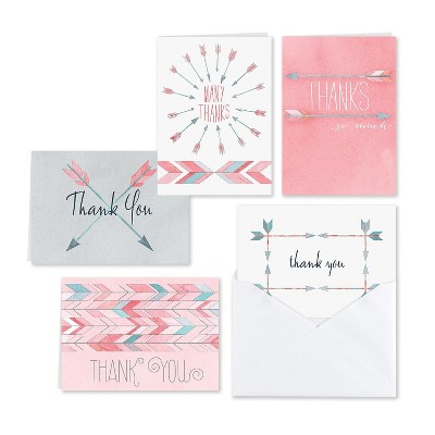 Hortense B. Hewitt Watercolor Arrow Thank You Set Multi Color 25 Pack (54030ST)