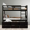 Twin Over Twin Wood Bunk Bed with Trundle and Storage Drawers, Convertible Captain Bed, Slatted Design, White, Solid Wood Frame - 4 of 4