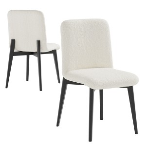 HomeRoots Set of Two White and Black Upholstered Boucle Dining Side Chairs - 1 of 4