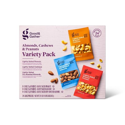 Almonds, Cashews and Peanuts Variety Pack - 24ct - Good &#38; Gather&#8482;