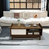 Tangkula Rectangular Coffee Table w/ Storage Weaving Sliding Door & Adjustable Shelf - 4 of 4