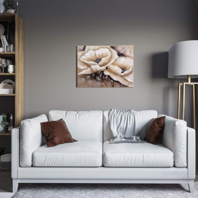 Full Bloom Beige and Brown Floral Canvas Wall Art