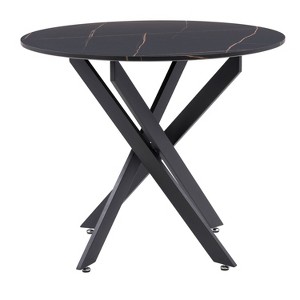 Lennox Iron Leg Trestle Dining Table Black - CorLiving: 36-Inch Wood Composite, Seats 4 - 1 of 4