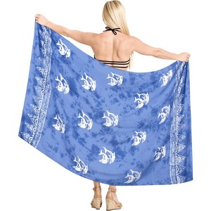 LA LEELA Women's Summer Beach Wrap Bikini Wraps Sarong Coverup Skirt Bathing suit Swimwear Swimsuit Coverup for Women One Size Blue, Fish - 1 of 4