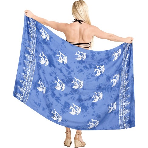 LA LEELA Women's Summer Beach Wrap Bikini Wraps Sarong Coverup Skirt Bathing suit Swimwear Swimsuit Coverup for Women One Size Blue, Fish - image 1 of 4