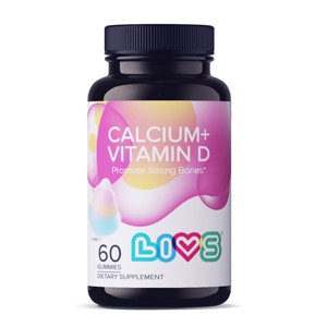 LIVS Calcium + Vitamin D3 – 25 mcg (1,000 IU) Gummies | Bone and Muscle Support Candy Flavour Gummies | Adults and Children - 60 Gummies - 1 of 4