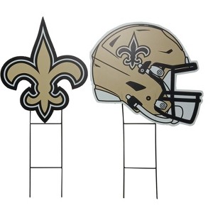 NFL New Orleans Saints 2pk Logo and Helmet Garden Stake Set - 1 of 1