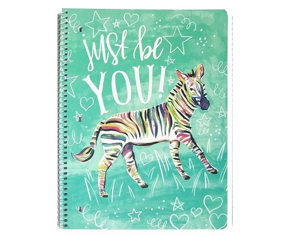 Spiral Notebook 1 Subject Wide Ruled Blue Zebra - Traly
