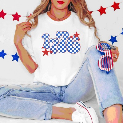 Simply Sage Market Patriotic 1776 Checkered Garment Dyed Tee