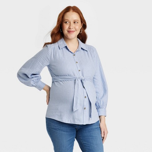 Long Sleeve Linen Button-up Maternity Shirt - Isabel Maternity By Ingrid &  Isabel™ : Target