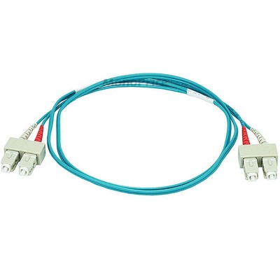 Monoprice OM3 Fiber Optic Cable - 15 Meter - Aqua | SC/SC, UL, 50/125 Type, MultiMode, 10GB, Corning, Ideal For 10 Gigabit Ethernet (GbE) Networks