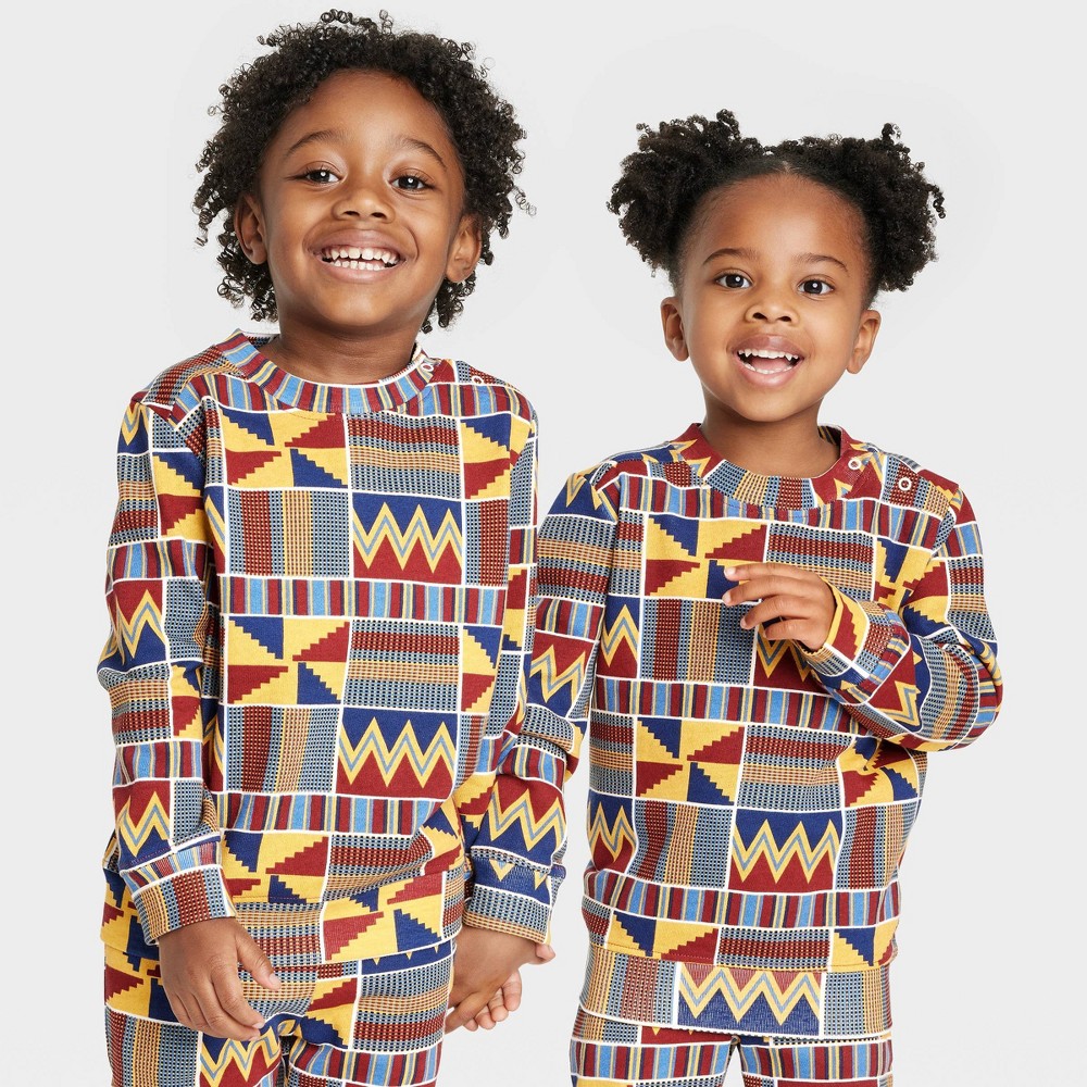 Black History Month Toddler Nkabom Crewneck Pullover Sweater - Blue Abstract 2T