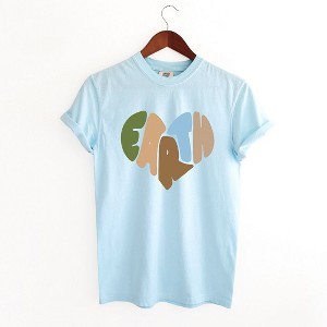 Simply Sage Market Women's Earth Heart Short Sleeve Garment Dyed Tee - 1 of 4