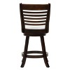 Set of 2 Woodgrove Counter Height Barstools with Slat Backrest Dark Cappuccino White - CorLiving: Faux Leather, Swivels, Rubberwood Legs - 4 of 4
