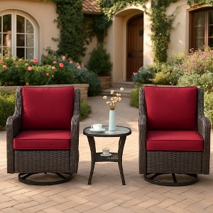 GustoWave 3-Piece Outdoor Wicker Patio Bistro Set  for Backyard, Porch, Deck, Balcony, Garden - 1 of 4