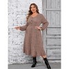 Women's Plus Size Sweater Dress Casual V Neck Long Sleeve Fall Winter Knit Dress with Pockets - 4 of 4