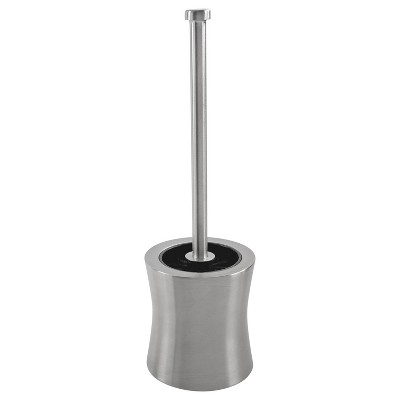 Hour Glass Shaped Toilet Brush and Holder Silver - Bath Bliss