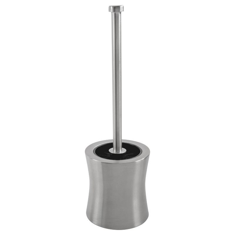 Hour Glass Shaped Toilet Brush and Holder Silver - Bath Bliss, 1 of 5