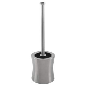 Hour Glass Shaped Toilet Brush and Holder Silver - Bath Bliss