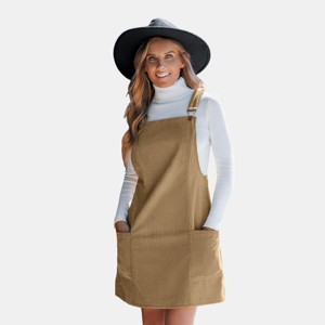 Women's Corduroy Front Pocket Overalls Mini Dress - Cupshe - 1 of 4
