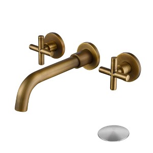 PAGED Bathroom Sink Faucet Wall-Mounted Bathroom Faucets Single Handle Faucet with Pop-Up Drain (No Overflow) - 1 of 4