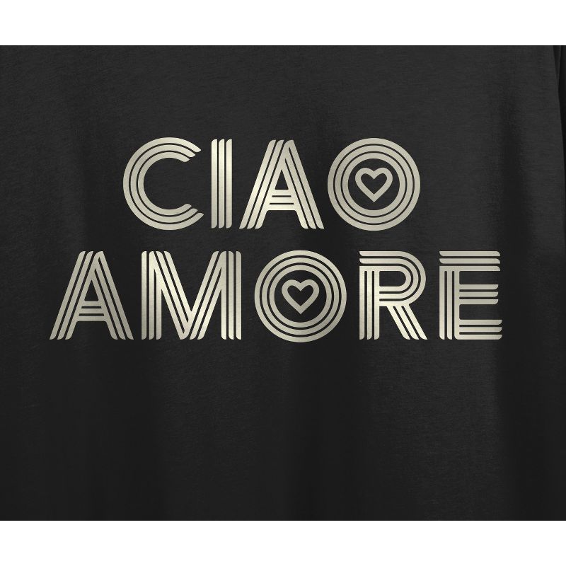 "Ciao Amore" Women's Black Crew Neck Crop Tee, 2 of 3