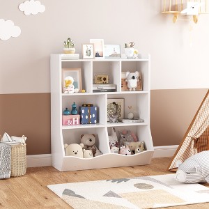 Kids Toy Storage Bookshelf Organizer - Toy Shelf & Bookcase Furniture for Nursery, Playroom, Toddlers - 1 of 4