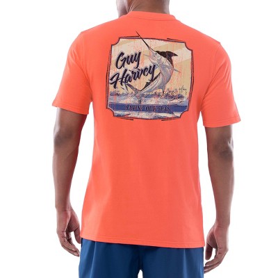 Guy Harvey Men's Jumping Marlin II Realtree Short Sleeve Pocket T-Shirt - Dusty Orange Small