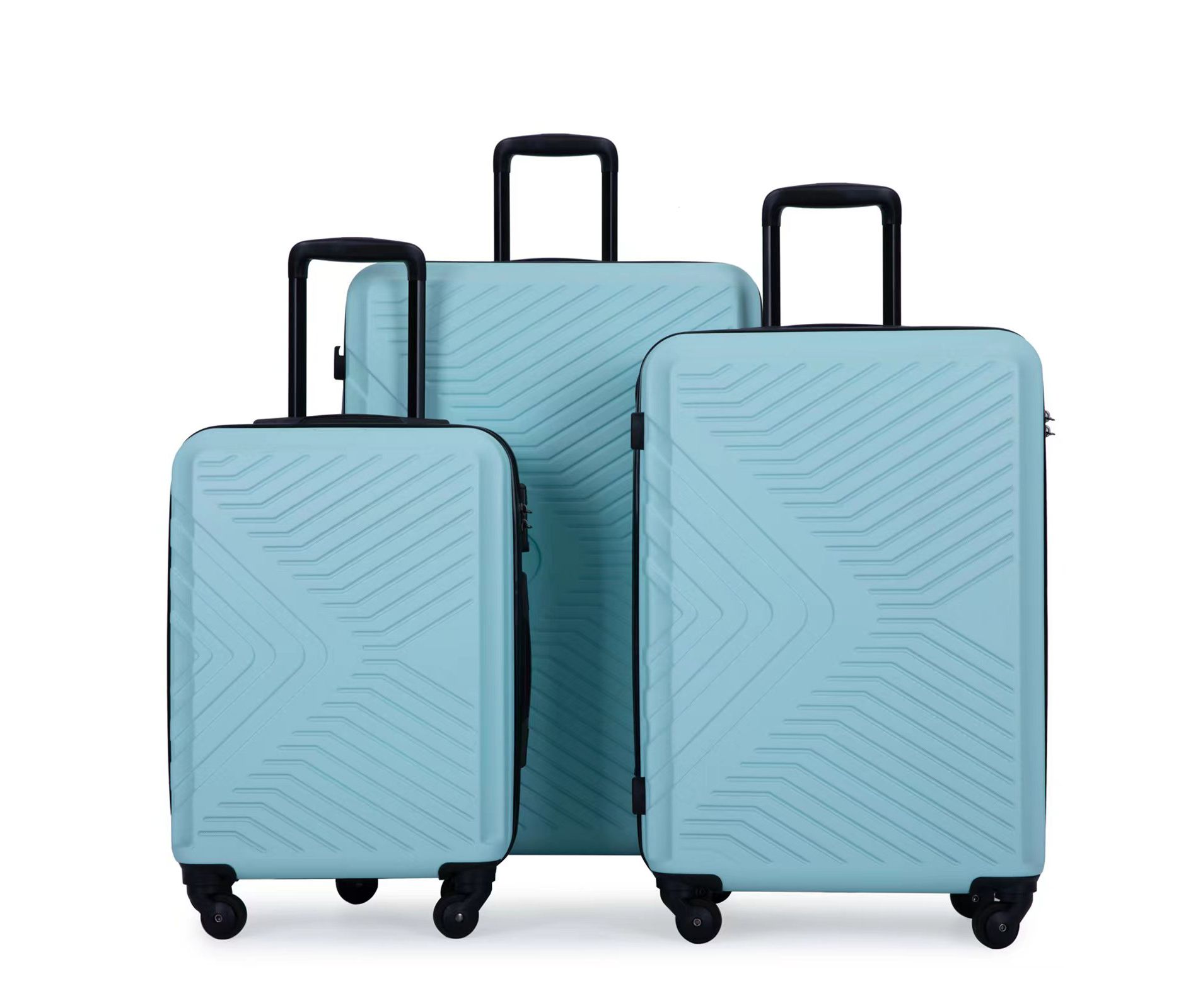 URECOVER 3 Piece Luggage Sets ABS Lightweight Suitcase with Two Hooks, Spinner Wheels, TSA Lock, (20/24/28) Green