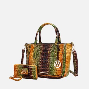 MKF Collection Bonnie Gradient Rainbow Faux Crocodile-Embossed Women’s Satchel & Wallet by Mia K - 1 of 4