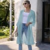 Amaryllis Women's Long Sheer Duster Cardigan with Swiss Dot Texture and Ruffle Hem Layering Piece - 3 of 4