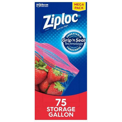 Ziploc Storage Gallon Bags with Grip 'n Seal Technology - 75ct
