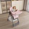 Angel Sar Adjustable Baby High Chair 0-6 Years, Portable Infant Feeding Seat with Safety Belt & Wheels for Home Use, Pink - 4 of 4