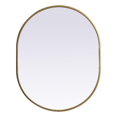 Elegant Lighting Metal Frame Oval Mirror 24x30 Inch in Brass
