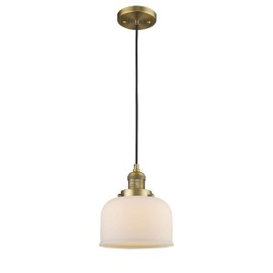 Bell - 1 Light Cord Hung Mini Pendant In Industrial Style-10 Inches Tall and 8 Inches Wide - 1 of 2