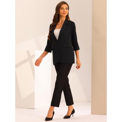 Allegra K Women's Work Office Lapel Collar Dressy Casual Suit Stretch Blazer Black X-Small — фото 4