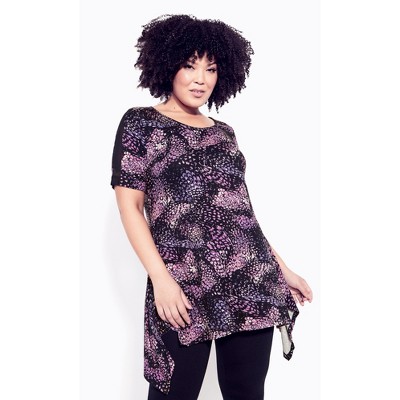 Women's Plus Size Ayla Mesh Sleeve Tunic - purple | ZIM & ZOE