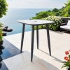 Modern 35'' Outdoor Bar Table, Square Sintered Stone Top with Umbrella Hole, Aluminum Frame Bistro Table for Patio or Poolside - Cuddlewood - 2 of 4