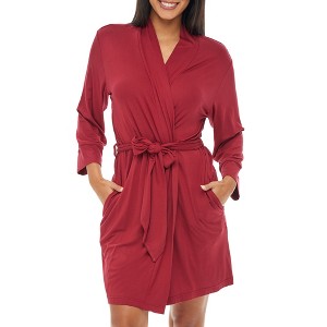 ADR Women's Classic Soft Knit Short Lounge Robe with Pockets - 1 of 4
