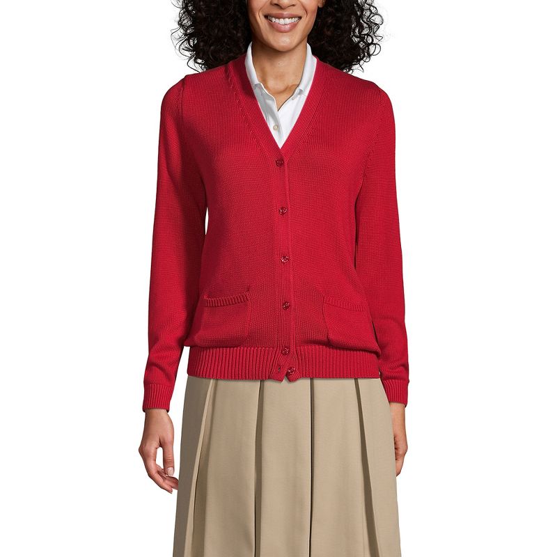 Lands' End School Uniform Women's Cotton Modal Button Front Cardigan Sweater, 2 of 4