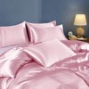 Blush Pink Satin Duvet Cover Set, Queen/Full Size, 1 Duvet+ 4 Pillowcases, Zipper Corner Ties - 3 of 4