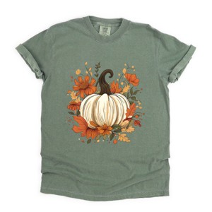 Simply Sage Market Fall Pumpkin Floral Garment Dyed Tee - 1 of 4